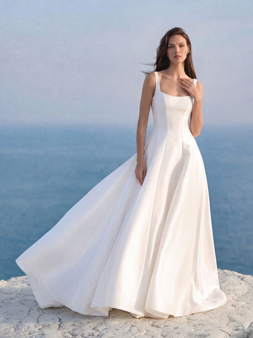 Brautkleid A-Linie Carré Ausschnitt H10001