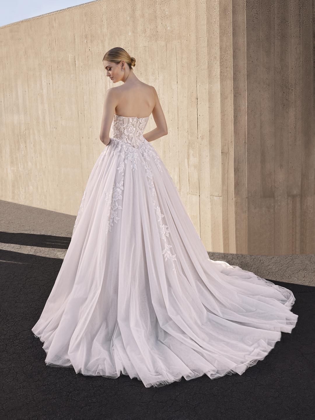Rückenansicht Brautkleid A-Linie Rundausschnitt H9490