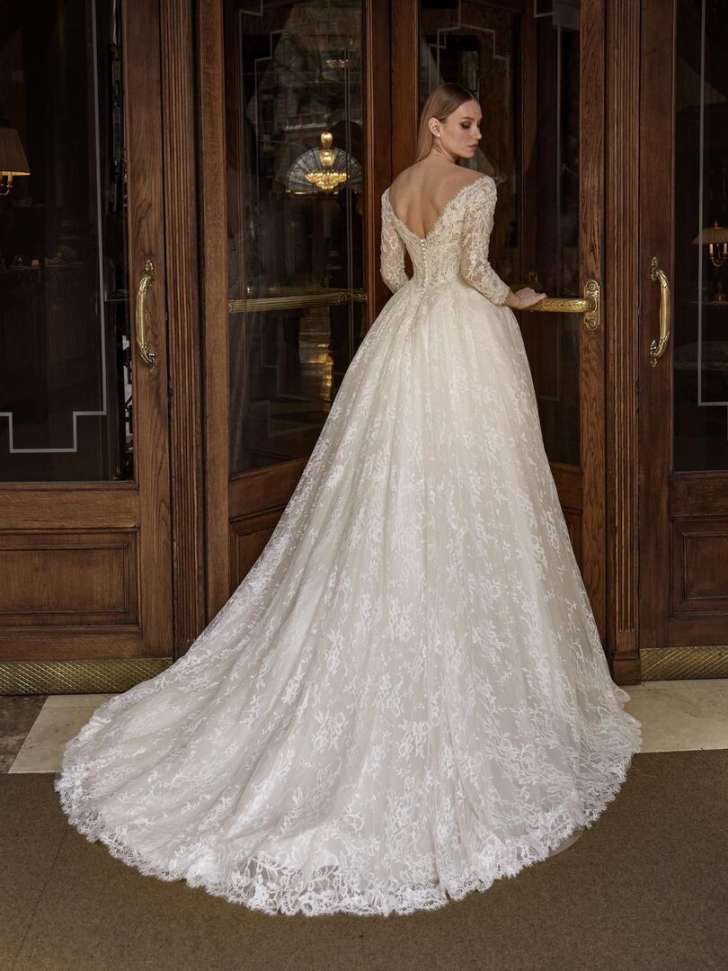 Rückenansicht Brautkleid Princess V-Ausschnitt H9588