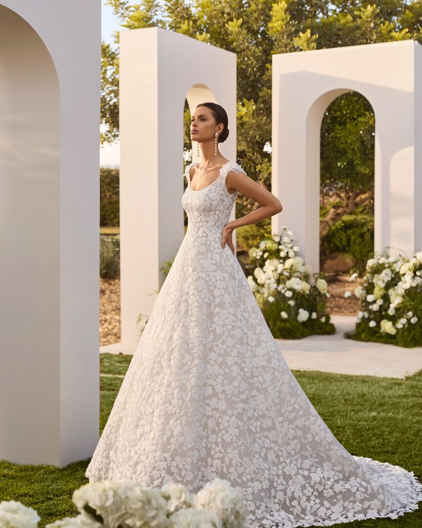 Rückenansicht Brautkleid A-Linie Rundausschnitt H9864