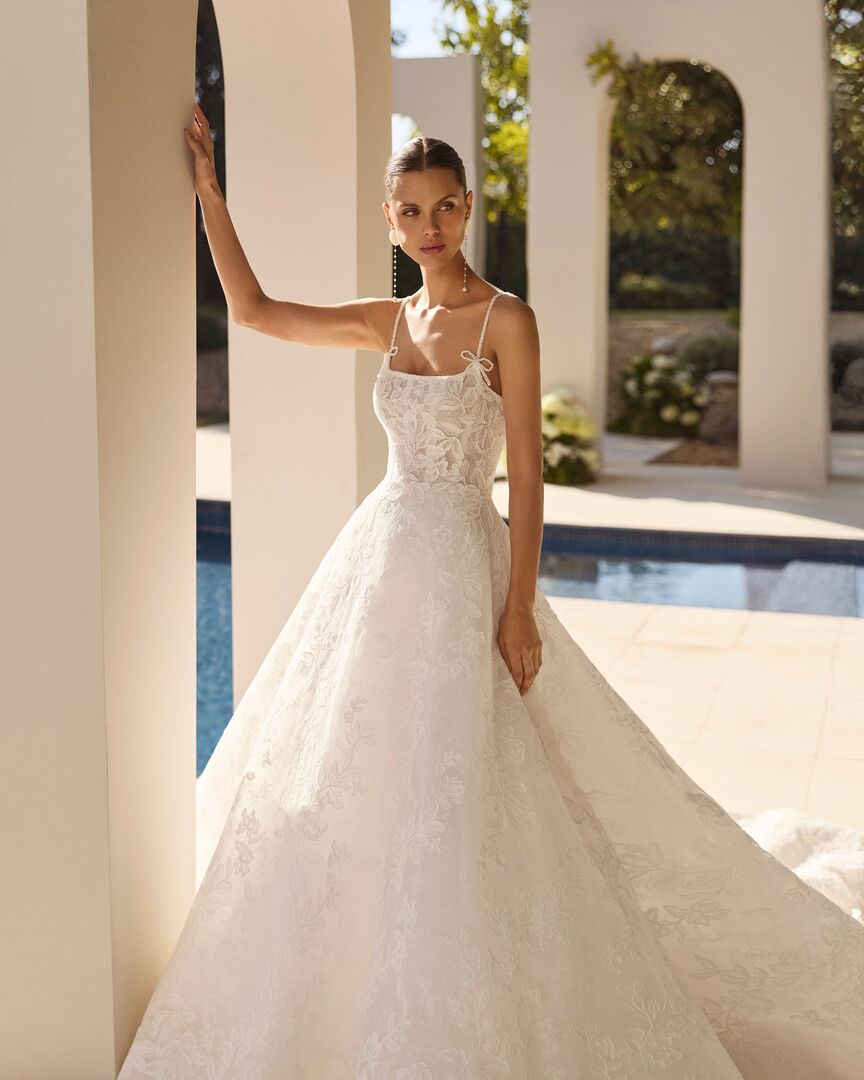 Brautkleid A-Linie Rundausschnitt H9865