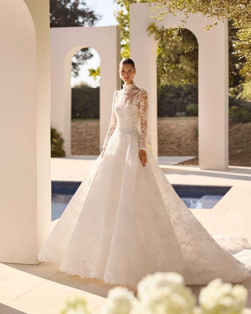 Rückenansicht Brautkleid A-Linie Rundausschnitt H9865
