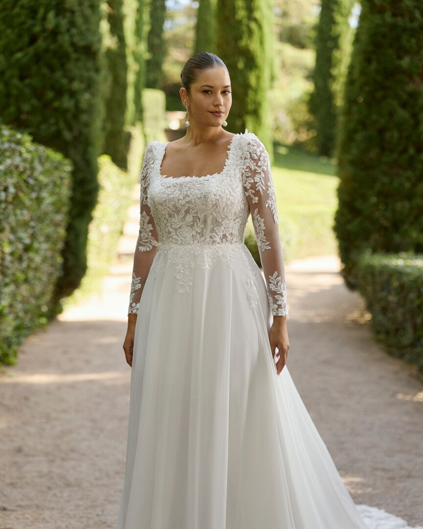 Brautkleid A-Linie Carré Ausschnitt H9884
