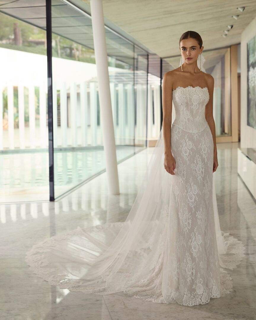 Brautkleid Fit and flare Corsage trägerlos H9891