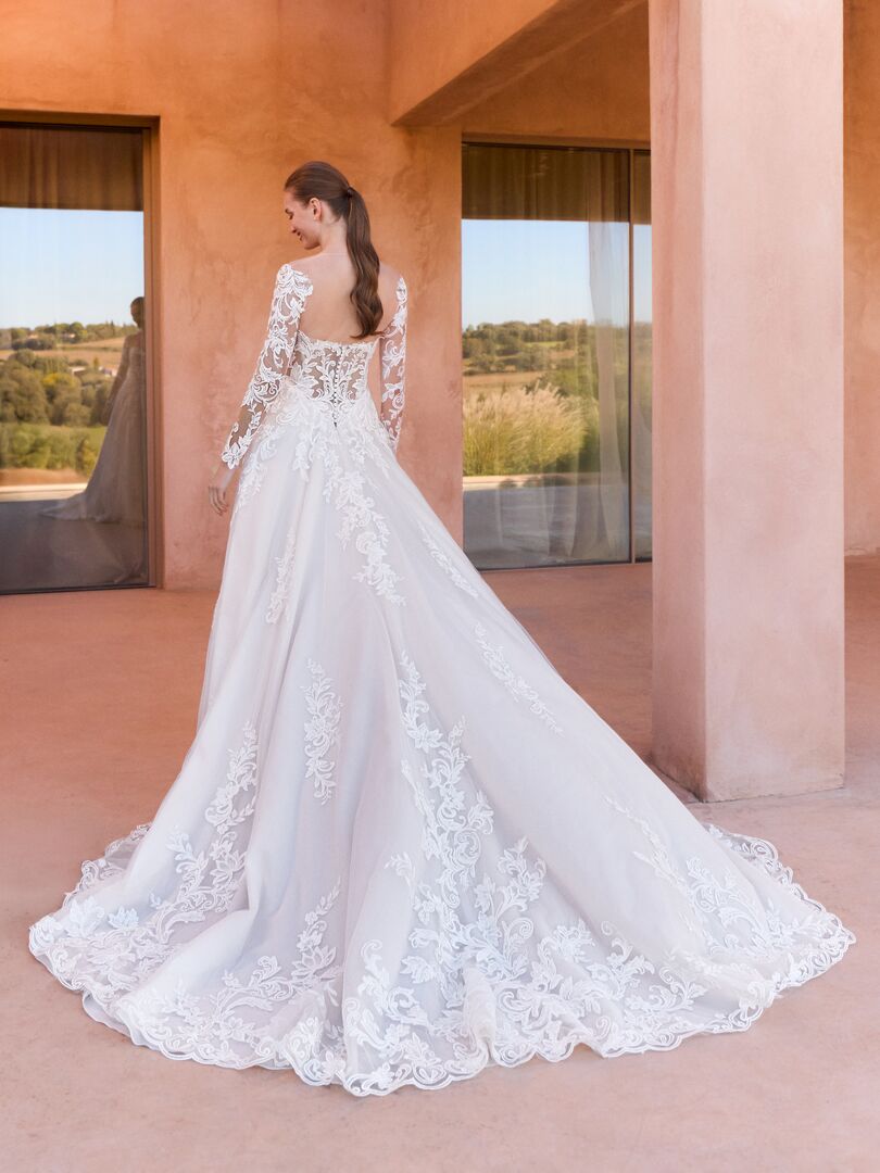 Rückenansicht Brautkleid A-Linie Herzausschnitt H9921