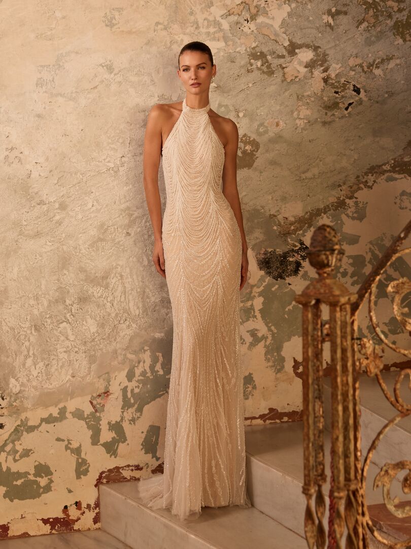 Brautkleid Fit and flare Hochgeschlossen H9936