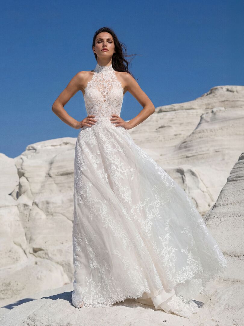 Brautkleid A-Linie Hochgeschlossen H9986
