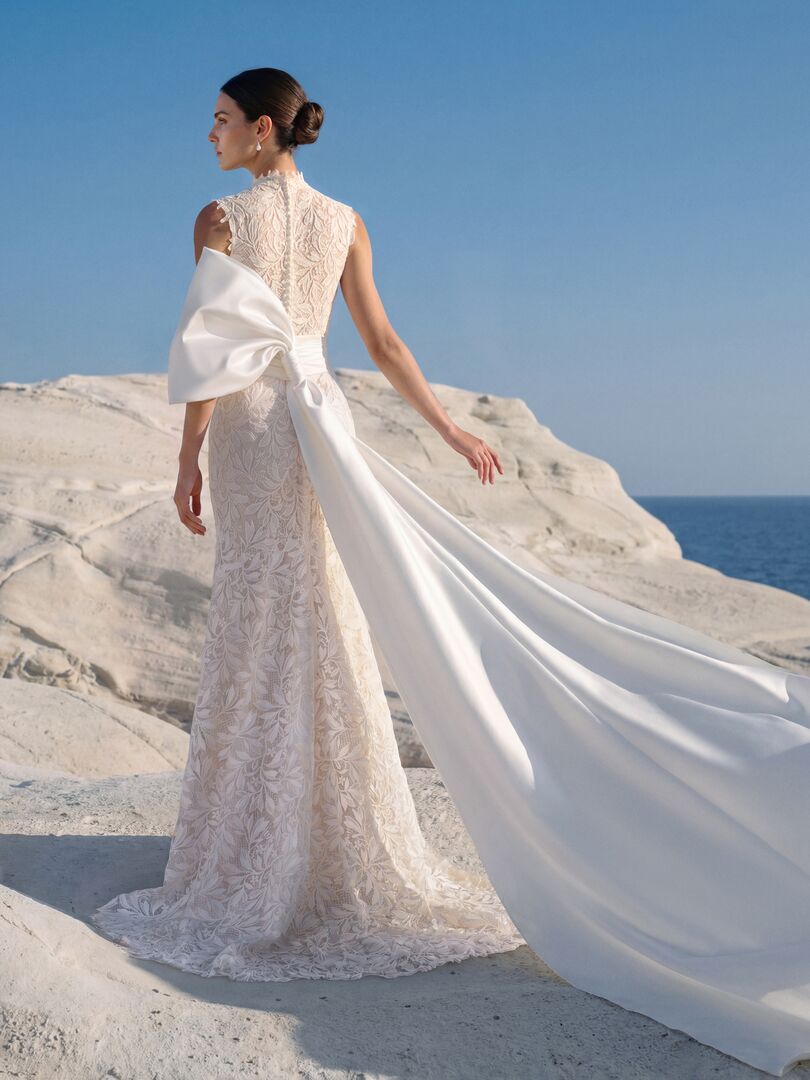 Rückenansicht Brautkleid Mermaid Hochgeschlossen H9989