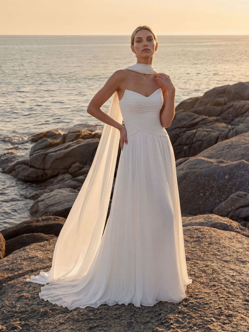 Brautkleid Fließend Herzausschnitt H9992