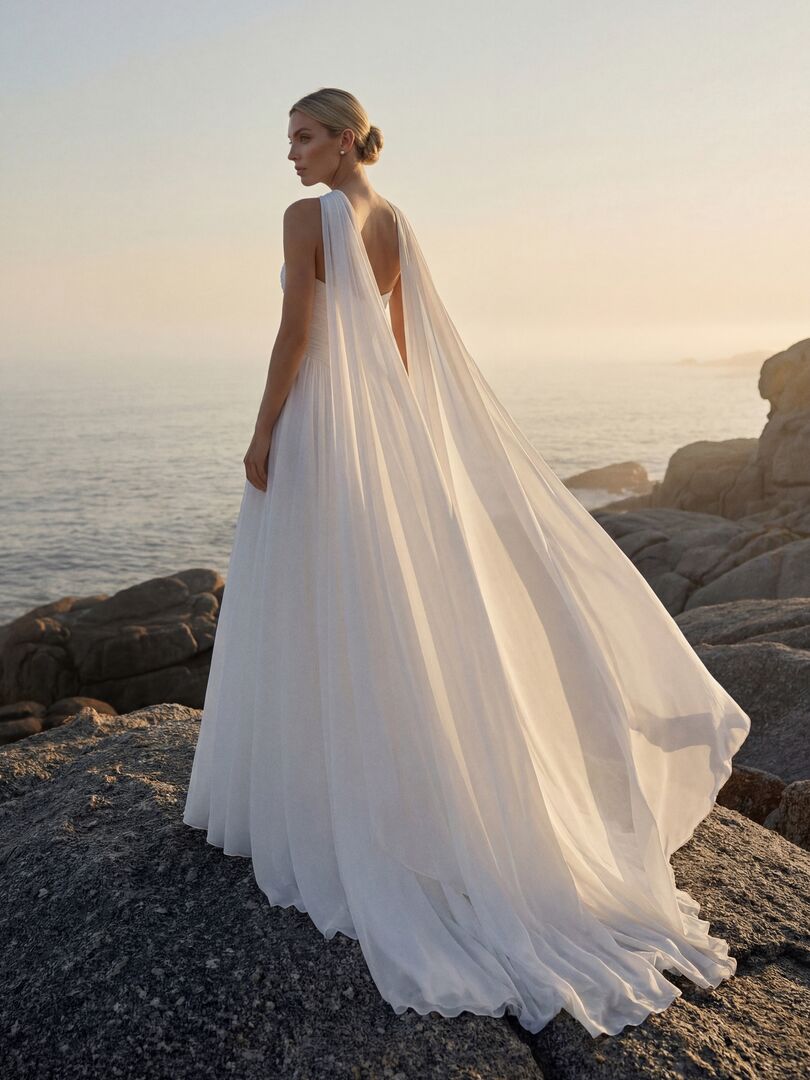 Rückenansicht Brautkleid Fließend Herzausschnitt H9992