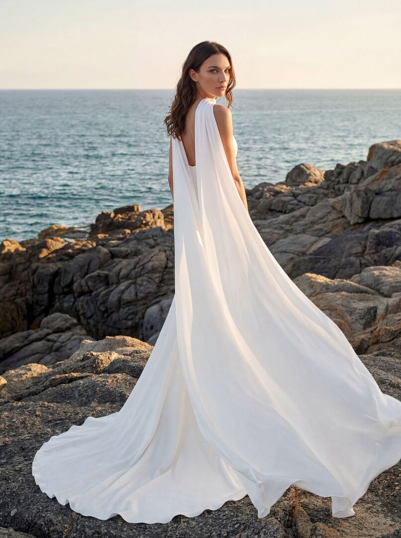 Rückenansicht Brautkleid Fit and flare Corsage trägerlos H9994