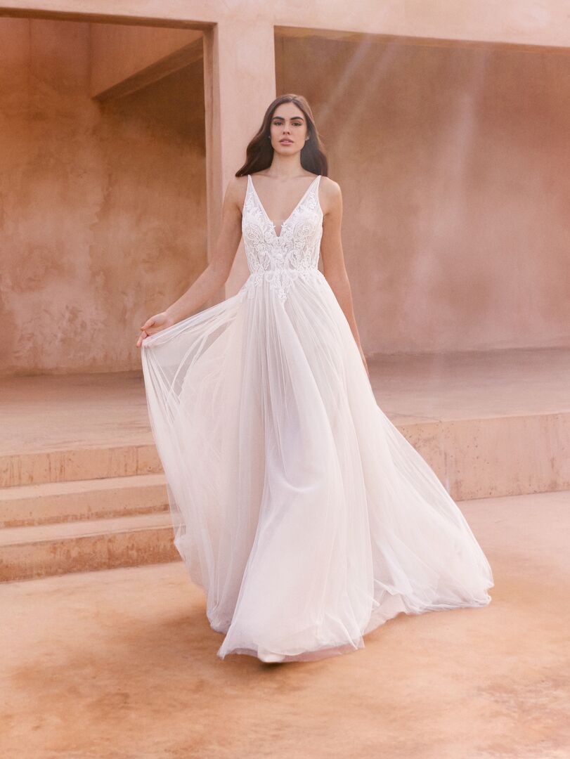 Brautkleid A-Linie V-Ausschnitt H9998
