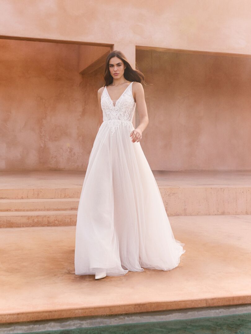 Rückenansicht Brautkleid A-Linie V-Ausschnitt H9998